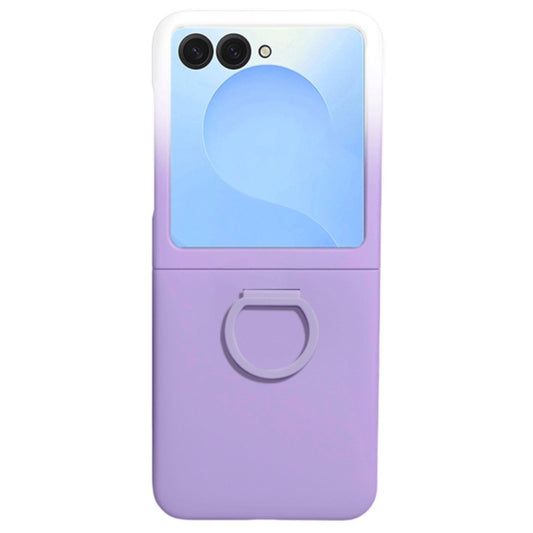 For Samsung Galaxy Z Flip7 5G Case Skin-touch PC + TPU Phone Cover with Ring Holder - Gradient Purple