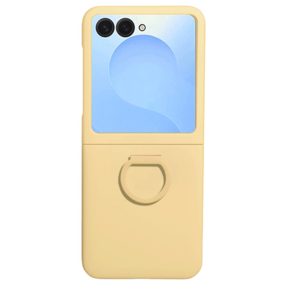 For Samsung Galaxy Z Flip7 5G Case Skin-touch PC + TPU Phone Cover with Ring Holder - Yellow