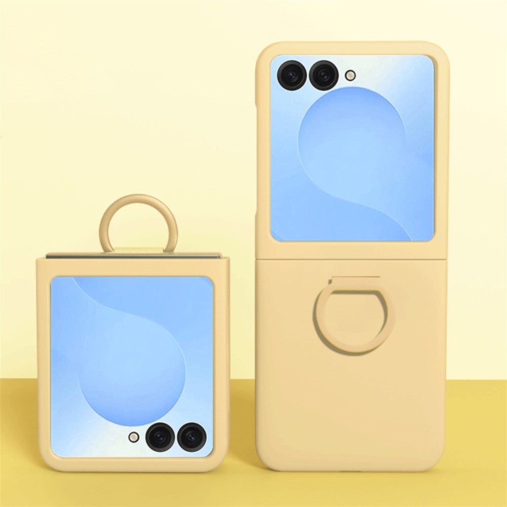 For Samsung Galaxy Z Flip7 5G Case Skin-touch PC + TPU Phone Cover with Ring Holder - Yellow