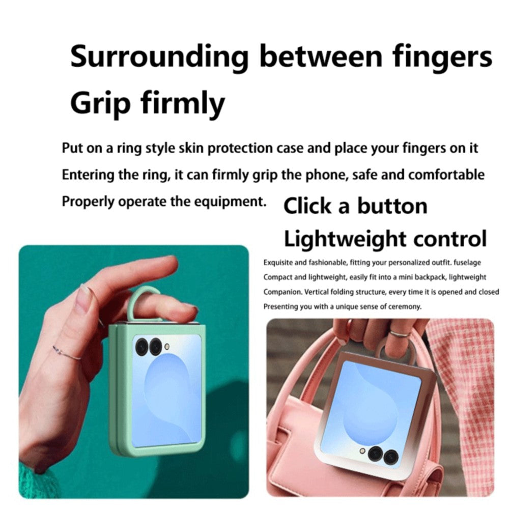 For Samsung Galaxy Z Flip7 5G Case Skin-touch PC + TPU Phone Cover with Ring Holder - Gradient Pink