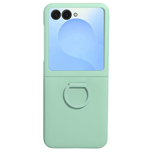 For Samsung Galaxy Z Flip7 5G Case Skin-touch PC + TPU Phone Cover with Ring Holder - Light Green