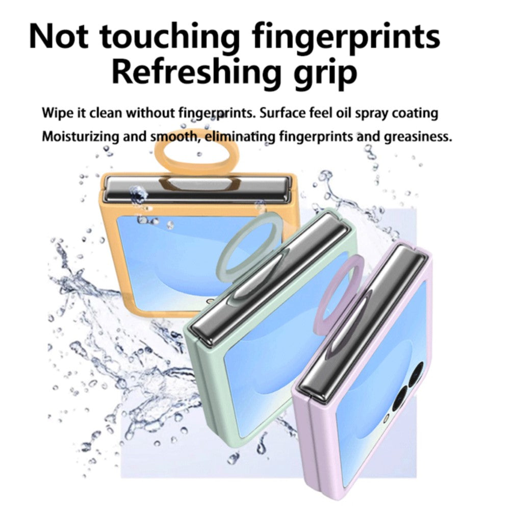 For Samsung Galaxy Z Flip7 5G Case Skin-touch PC + TPU Phone Cover with Ring Holder - Light Green