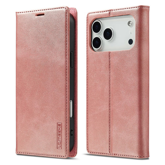 LC.IMEEKE For iPhone 17 Pro Max Case Wallet Microfiber Leather Phone Cover - Rose Gold