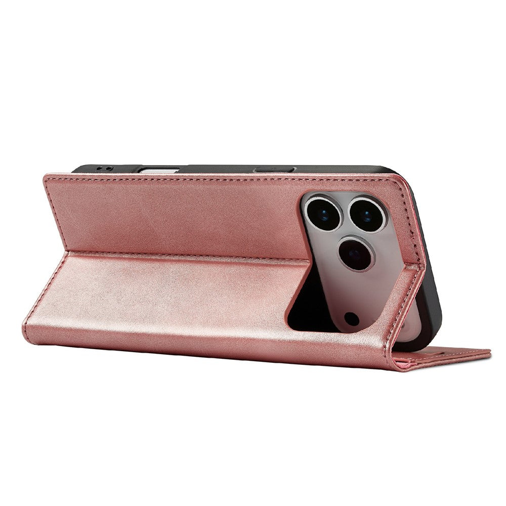 LC.IMEEKE For iPhone 17 Pro Max Case Wallet Microfiber Leather Phone Cover - Rose Gold