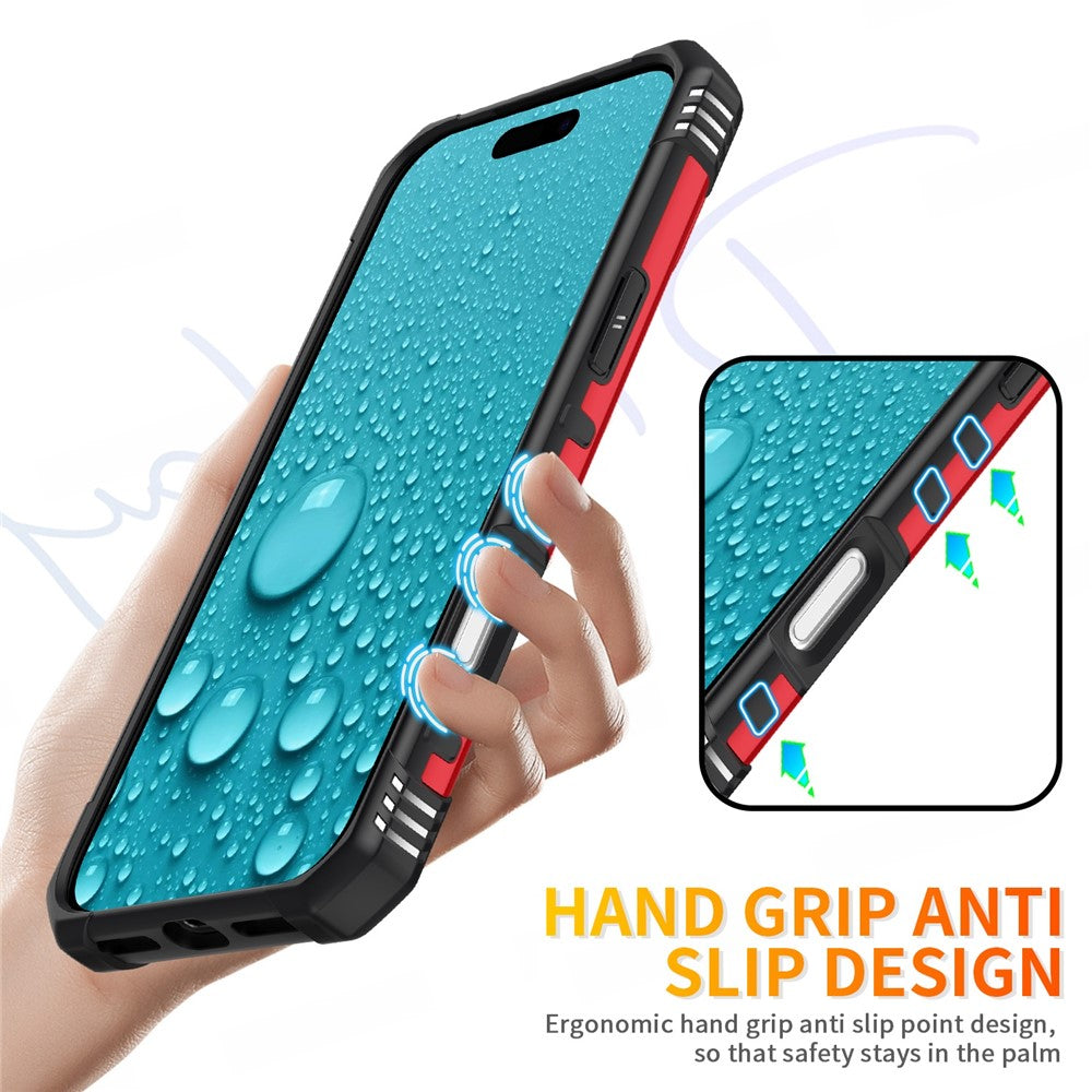 For iPhone 17 Pro Max Case PC + TPU Anti-Drop Phone Cover with Ring Kickstand - Red