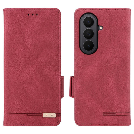 For Samsung Galaxy Z Fold7 5G Case Leather Wallet Flip Phone Cover with Hardware Decor - Rose