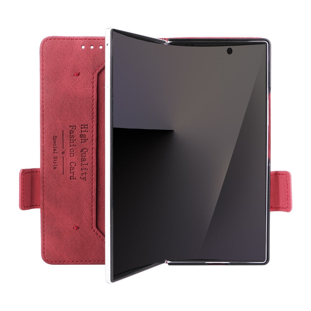 For Samsung Galaxy Z Fold7 5G Case Leather Wallet Flip Phone Cover with Hardware Decor - Rose