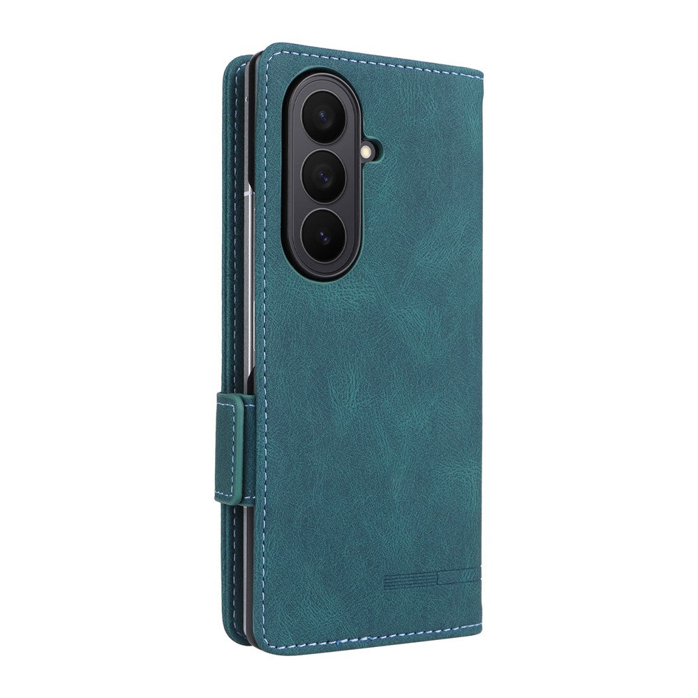 For Samsung Galaxy Z Fold7 5G Case Leather Wallet Flip Phone Cover with Hardware Decor - Blue