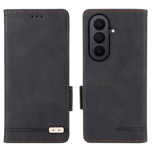 For Samsung Galaxy Z Fold7 5G Case Leather Wallet Flip Phone Cover with Hardware Decor - Black