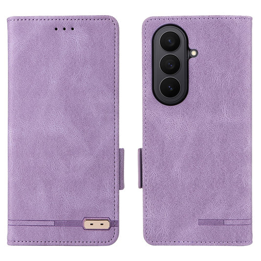 For Samsung Galaxy Z Fold7 5G Case Leather Wallet Flip Phone Cover with Hardware Decor - Purple