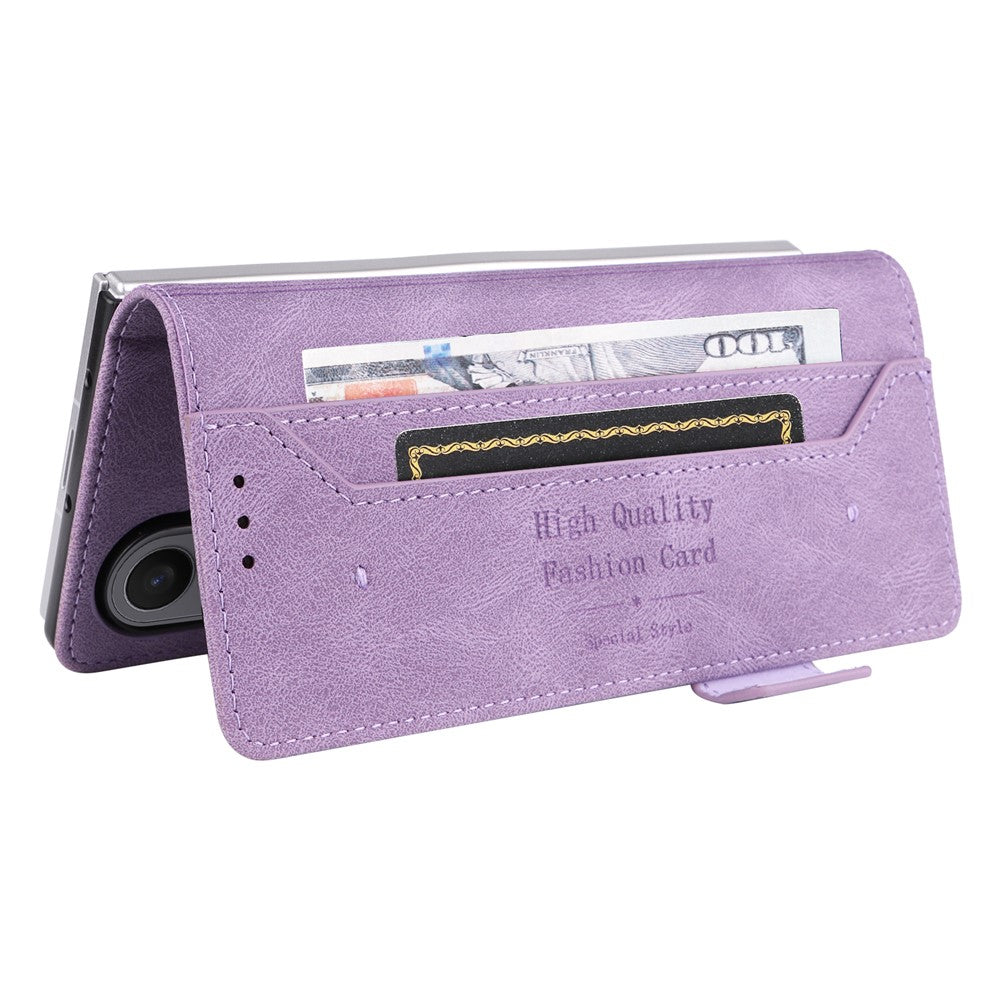 For Samsung Galaxy Z Fold7 5G Case Leather Wallet Flip Phone Cover with Hardware Decor - Purple