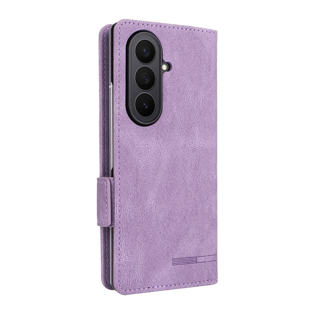 For Samsung Galaxy Z Fold7 5G Case Leather Wallet Flip Phone Cover with Hardware Decor - Purple