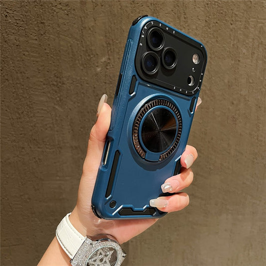 For iPhone 17 Pro Max Case Ring Kickstand PC + TPU Shockproof Phone Back Cover - Blue