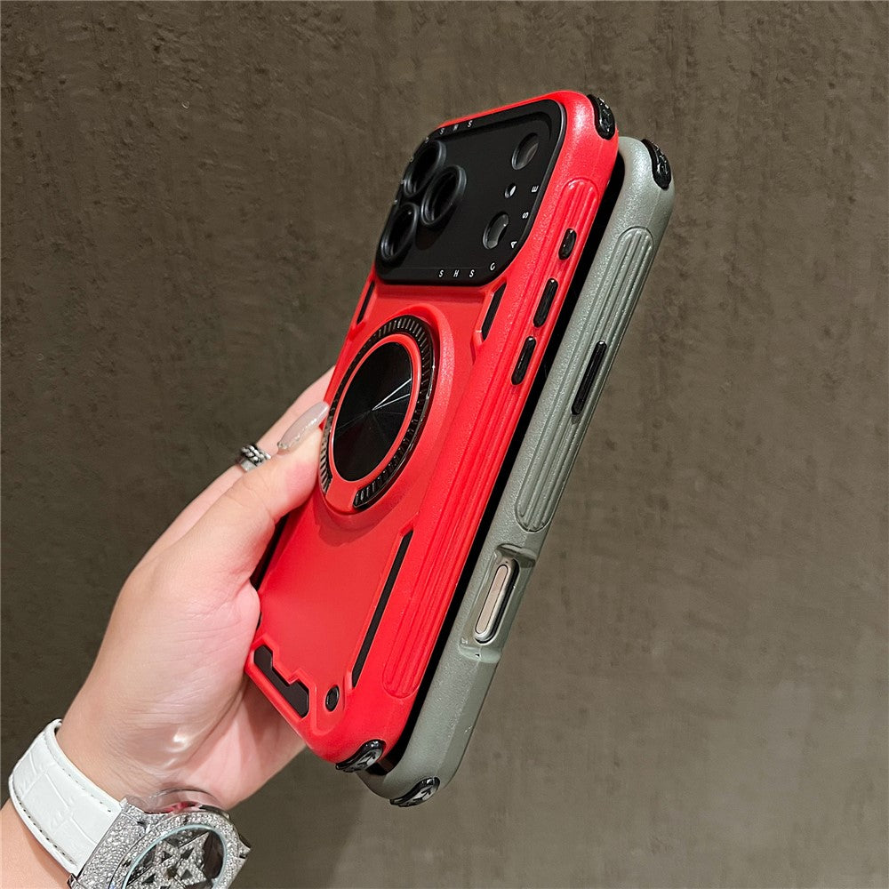 For iPhone 17 Pro Max Case Ring Kickstand PC + TPU Shockproof Phone Back Cover - Black