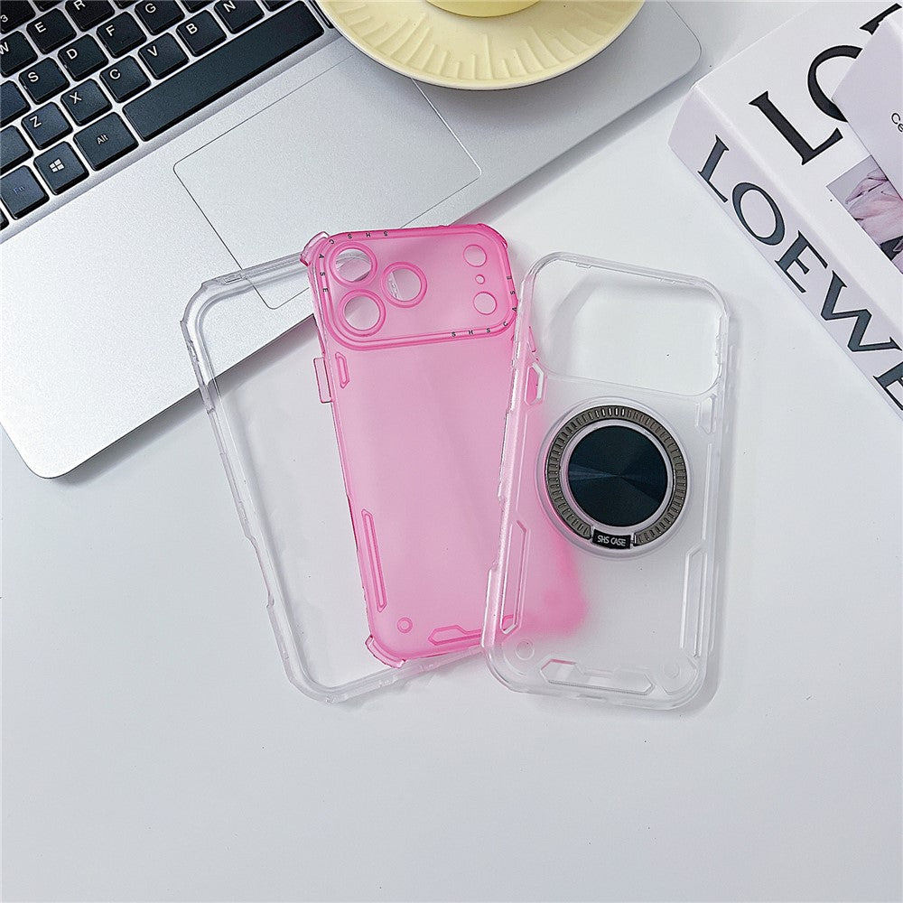 For iPhone 17 Pro Max Case Ring Kickstand PC + TPU Translucent Phone Back Cover - Purple