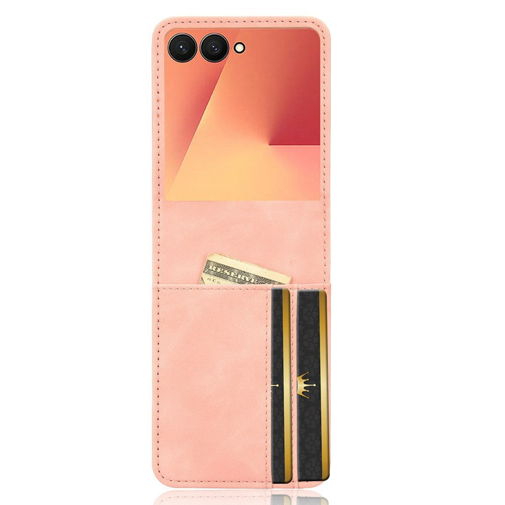 For Samsung Galaxy Z Flip7 5G Case Separable Design Card Slot Leather + PC Phone Cover - Pink