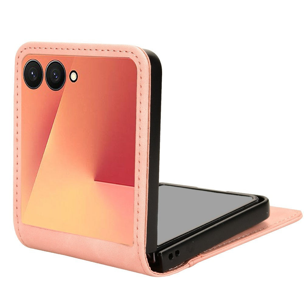 For Samsung Galaxy Z Flip7 5G Case Separable Design Card Slot Leather + PC Phone Cover - Pink