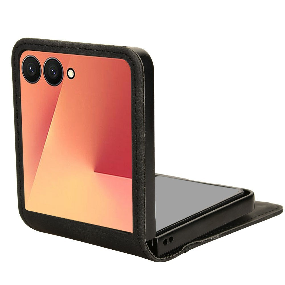 For Samsung Galaxy Z Flip7 5G Case Separable Design Card Slot Leather + PC Phone Cover - Black