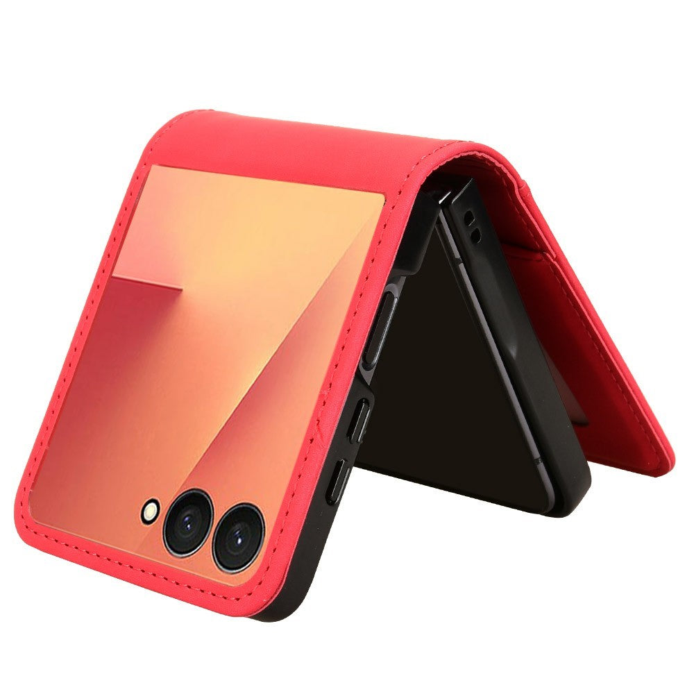 For Samsung Galaxy Z Flip7 5G Case Separable Design Card Slot Leather + PC Phone Cover - Red