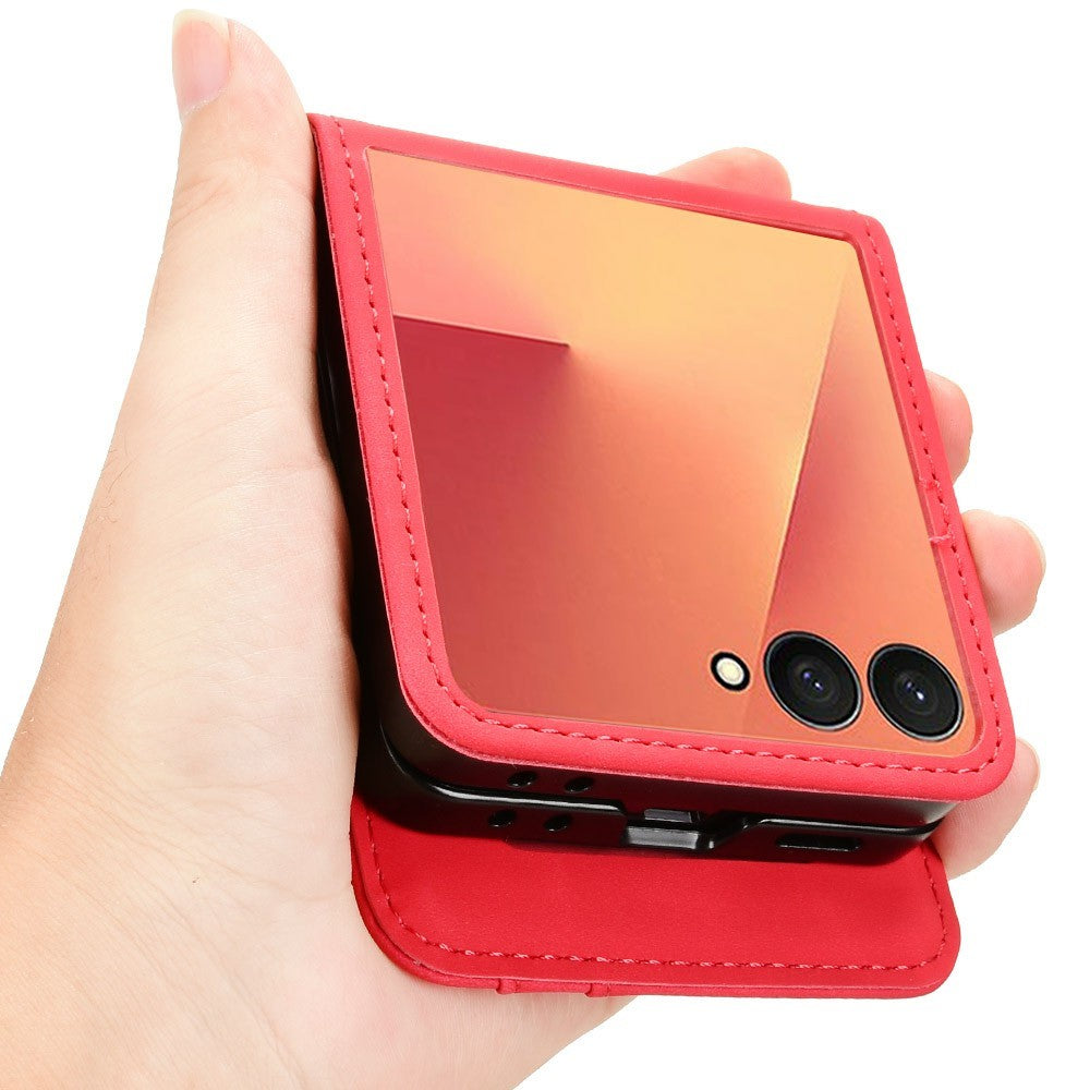For Samsung Galaxy Z Flip7 5G Case Separable Design Card Slot Leather + PC Phone Cover - Red