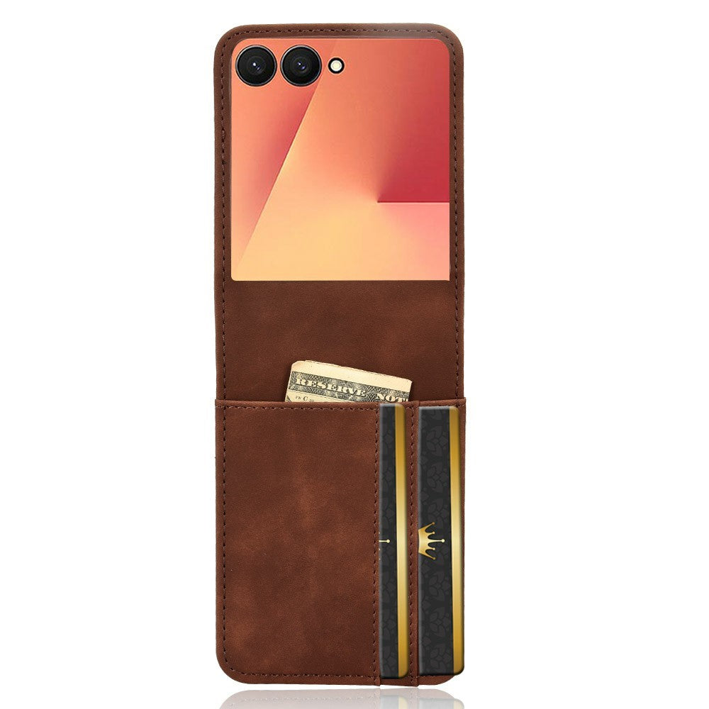 For Samsung Galaxy Z Flip7 5G Case Separable Design Card Slot Leather + PC Phone Cover - Brown