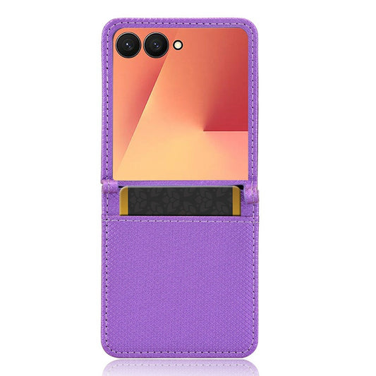 For Samsung Galaxy Z Flip7 5G Case PU Leather Diamond Texture Phone Cover with Card Slot - Purple