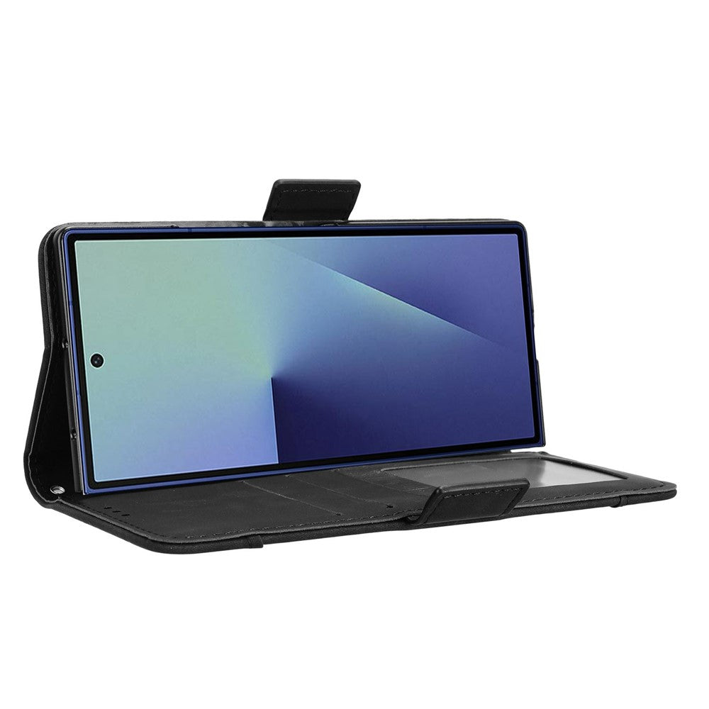 For Samsung Galaxy Z Fold7 5G Stand Case with Pencil Slot Leather Wallet Phone Cover - Black