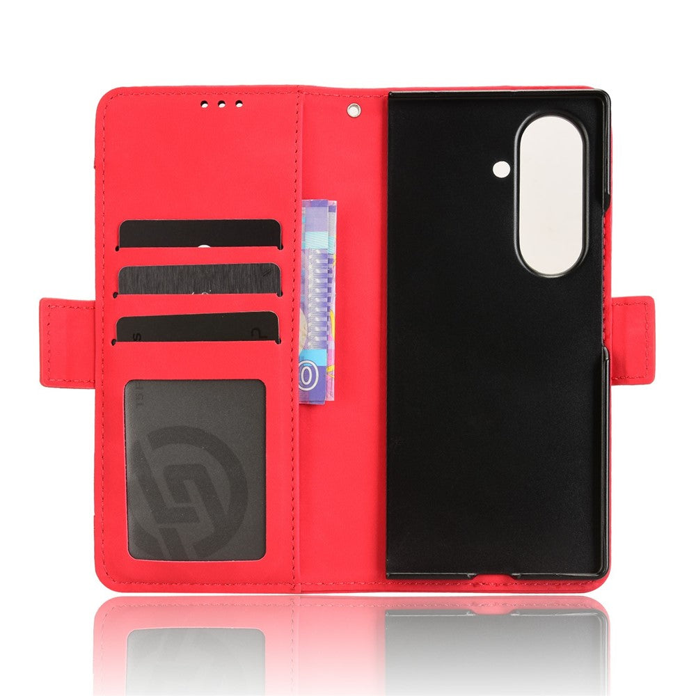 For Samsung Galaxy Z Fold7 5G Stand Case with Pencil Slot Leather Wallet Phone Cover - Red