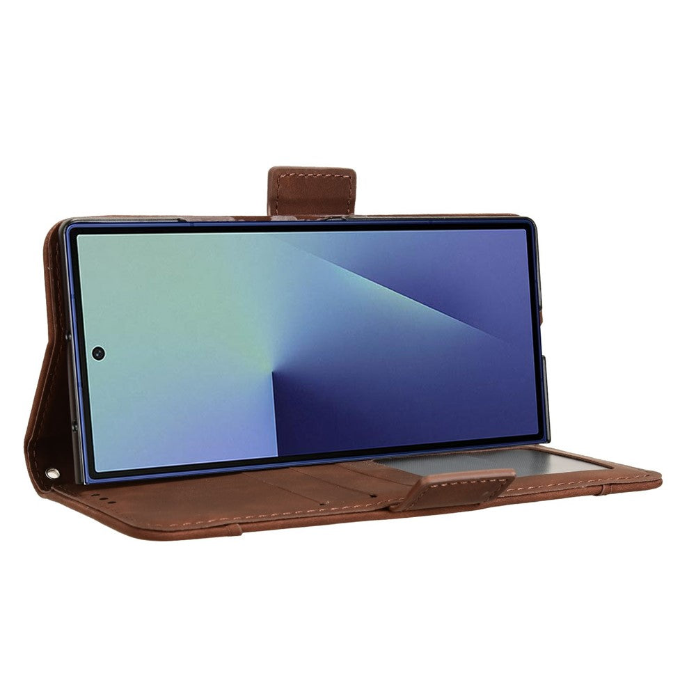 For Samsung Galaxy Z Fold7 5G Stand Case with Pencil Slot Leather Wallet Phone Cover - Brown