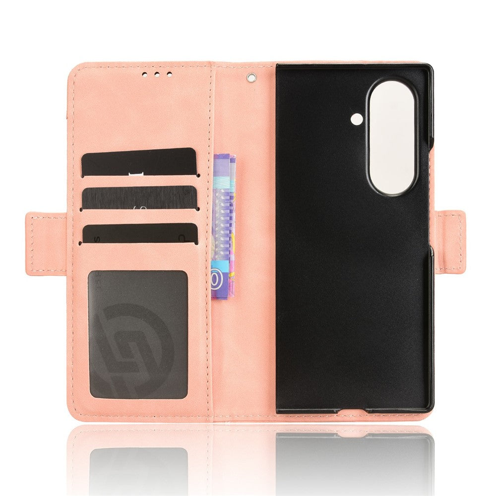 For Samsung Galaxy Z Fold7 5G Stand Case with Pencil Slot Leather Wallet Phone Cover - Pink