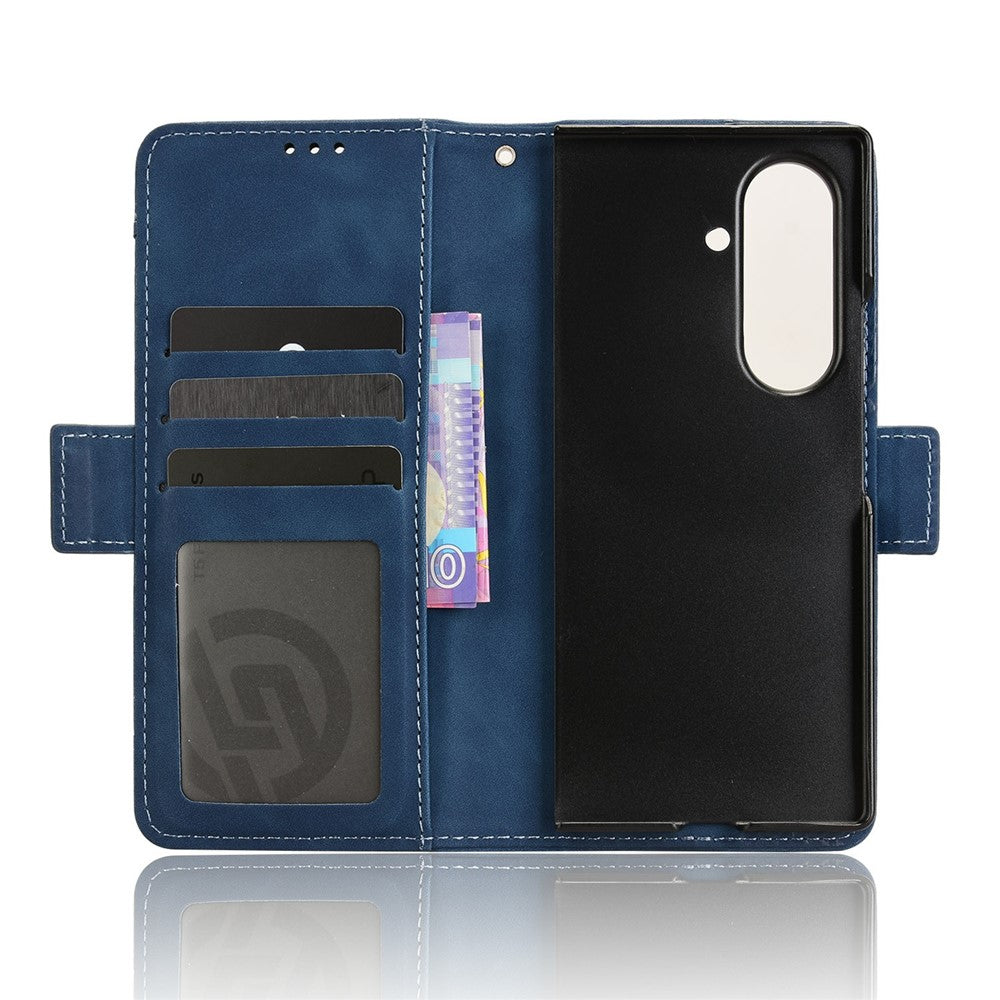 For Samsung Galaxy Z Fold7 5G Stand Case with Pencil Slot Leather Wallet Phone Cover - Blue