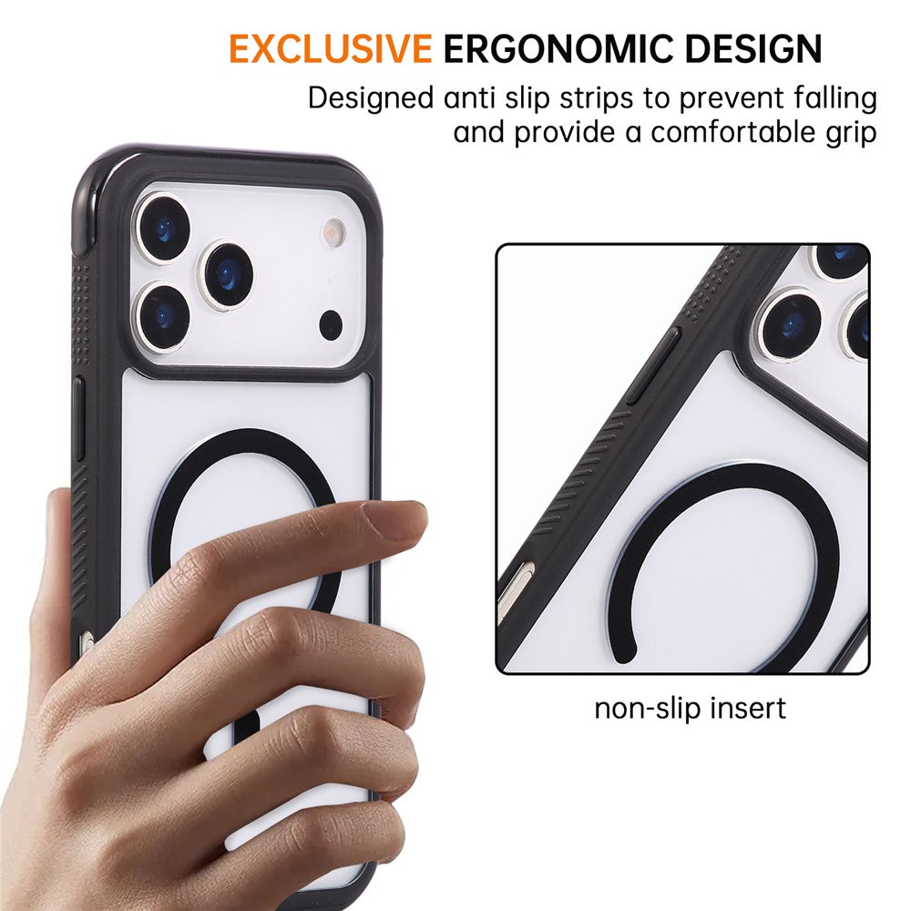 For iPhone 17 Pro Max Case Compatible with MagSafe TPU + PC Transparent Protective Phone Cover - Black