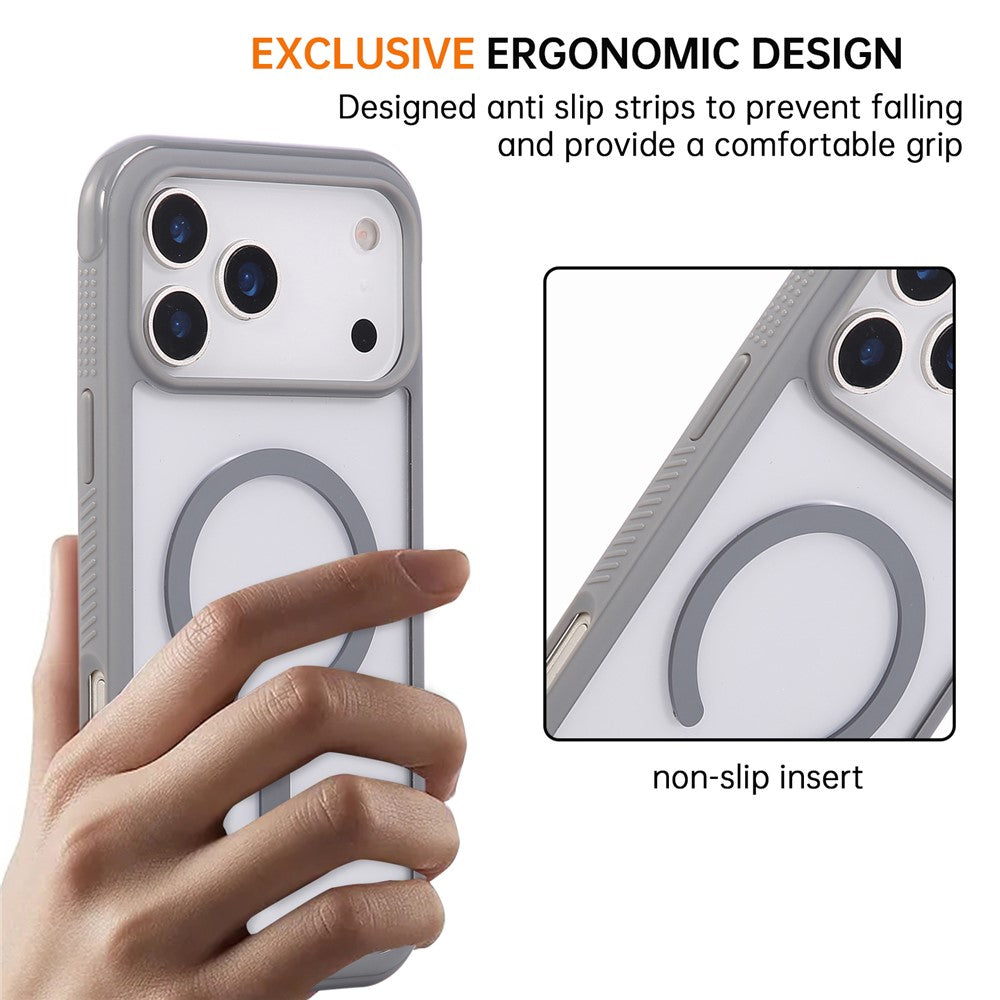 For iPhone 17 Pro Max Case Compatible with MagSafe TPU + PC Transparent Protective Phone Cover - Grey