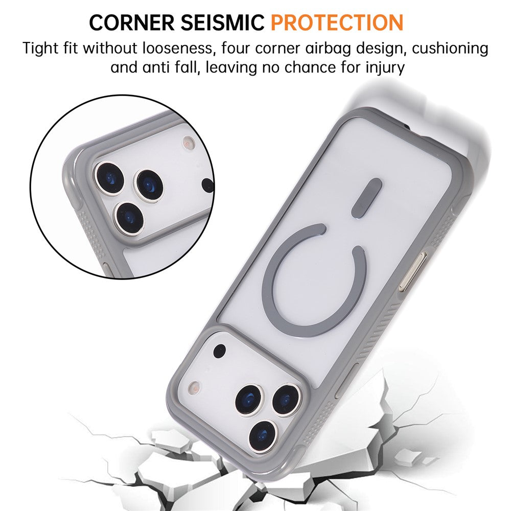 For iPhone 17 Pro Max Case Compatible with MagSafe TPU + PC Transparent Protective Phone Cover - Grey