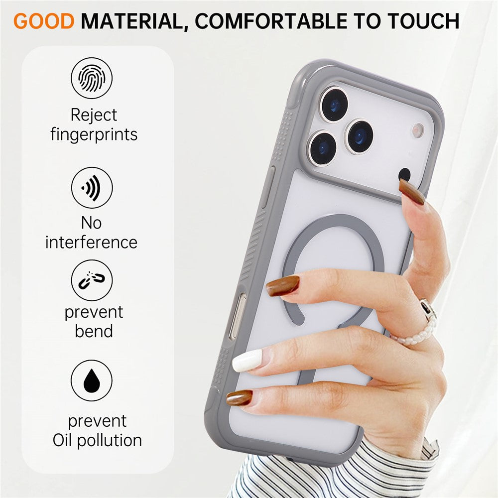 For iPhone 17 Pro Max Case Compatible with MagSafe TPU + PC Transparent Protective Phone Cover - Grey