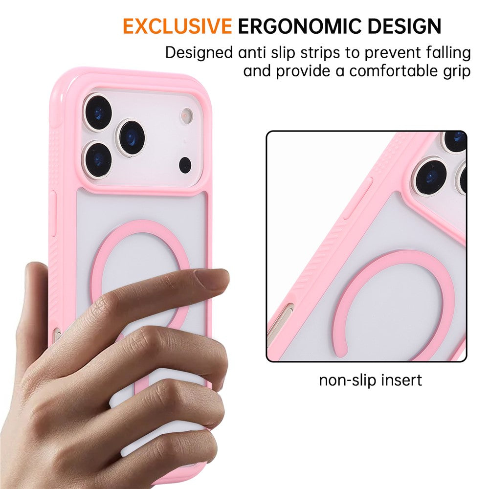 For iPhone 17 Pro Max Case Compatible with MagSafe TPU + PC Transparent Protective Phone Cover - Pink
