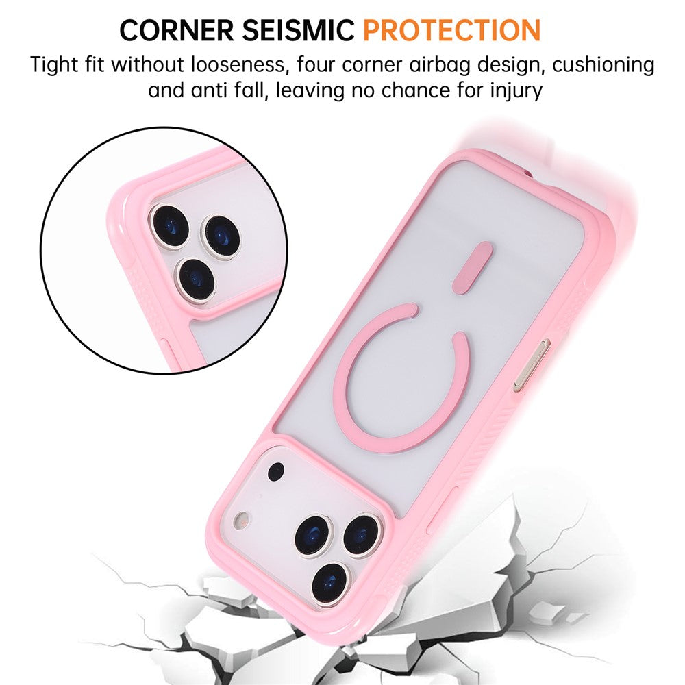 For iPhone 17 Pro Max Case Compatible with MagSafe TPU + PC Transparent Protective Phone Cover - Pink