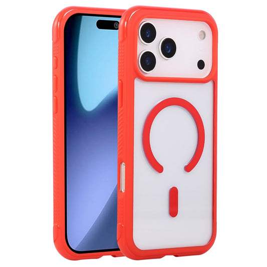 For iPhone 17 Pro Max Case Compatible with MagSafe TPU + PC Transparent Protective Phone Cover - Red
