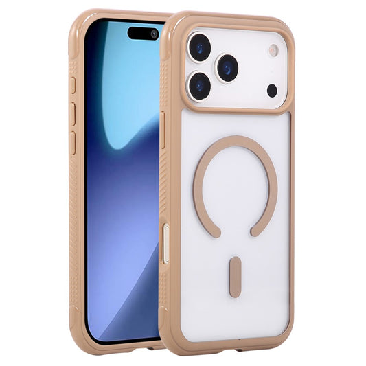 For iPhone 17 Pro Max Case Compatible with MagSafe TPU + PC Transparent Protective Phone Cover - Coffee