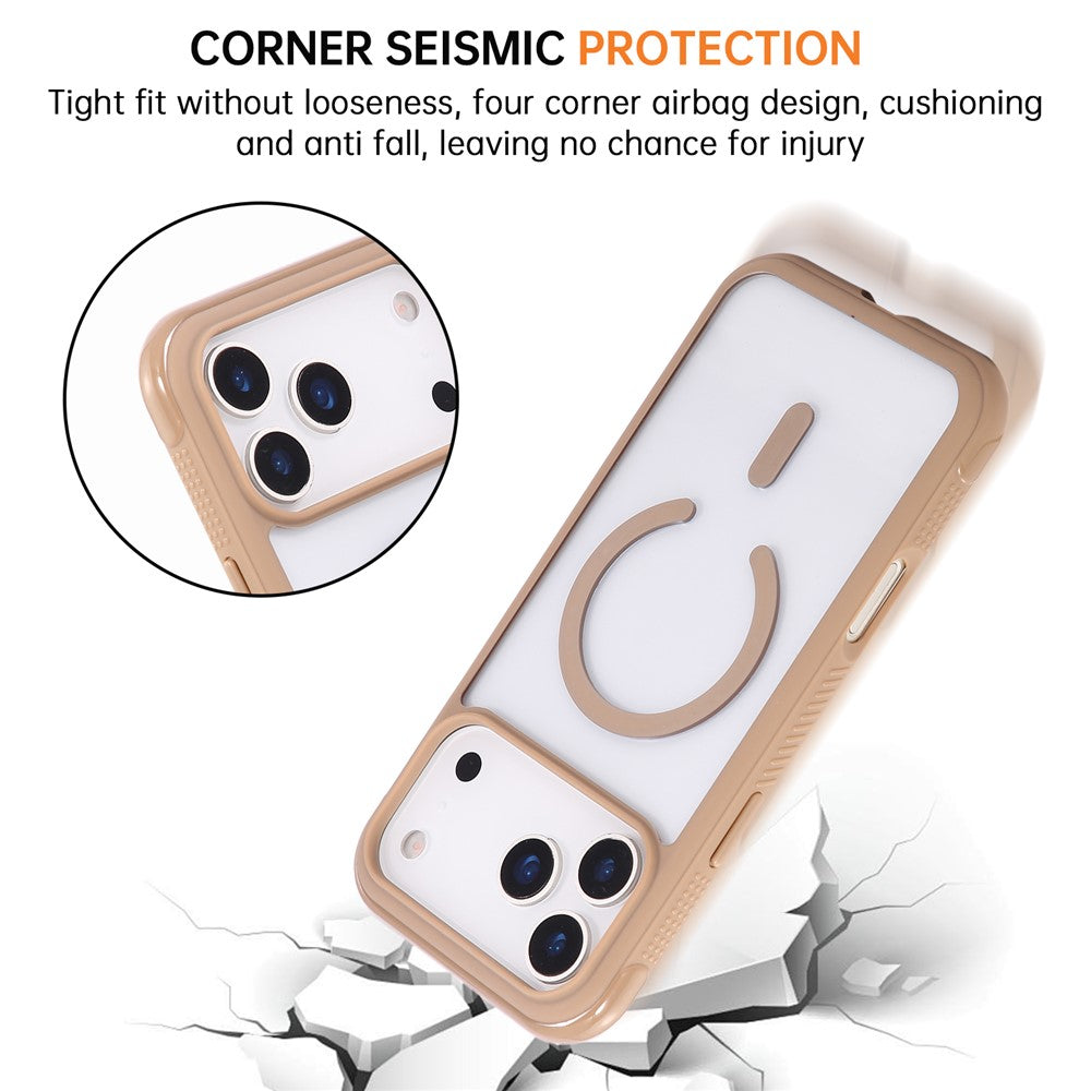 For iPhone 17 Pro Max Case Compatible with MagSafe TPU + PC Transparent Protective Phone Cover - Coffee