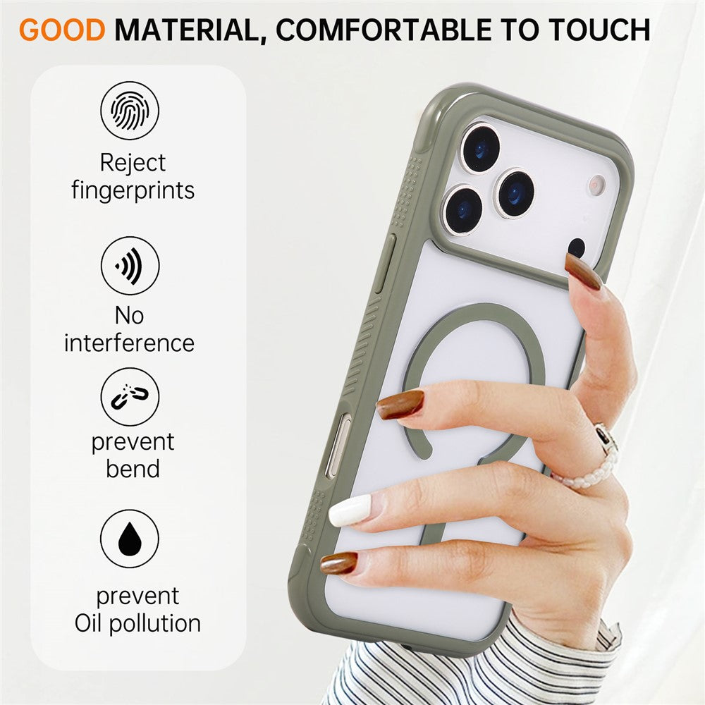 For iPhone 17 Pro Max Case TPU + PC Transparent Protective Phone Cover with Wrist Strap - Blackish Green