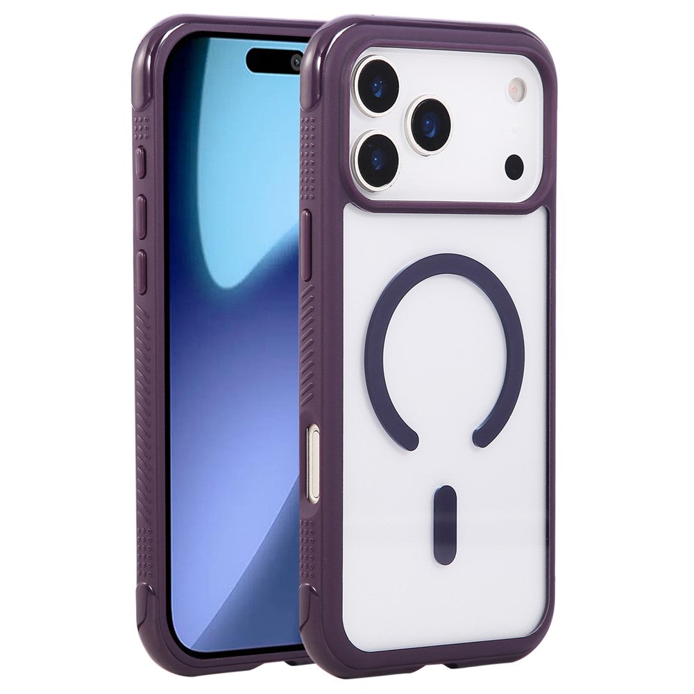 For iPhone 17 Pro Max Case TPU + PC Transparent Protective Phone Cover with Wrist Strap - Dark Purple