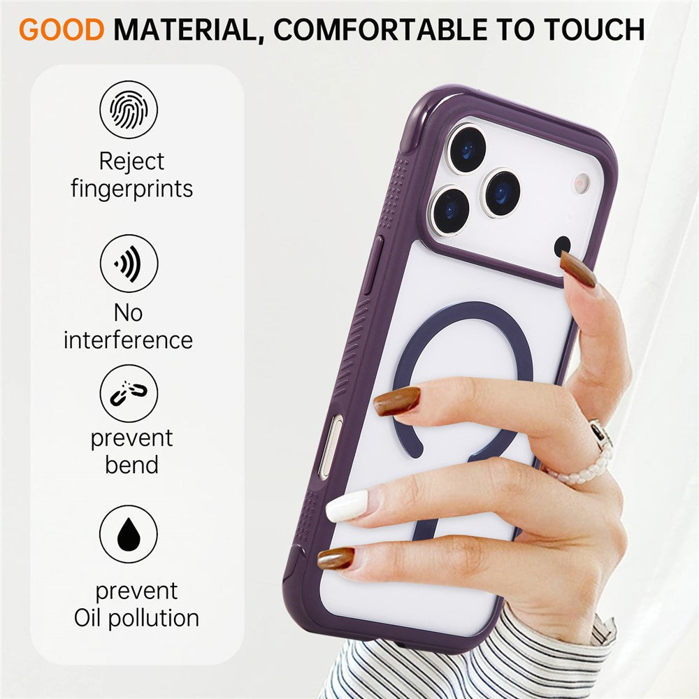 For iPhone 17 Pro Max Case TPU + PC Transparent Protective Phone Cover with Wrist Strap - Dark Purple