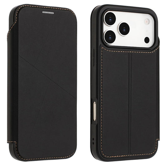 For iPhone 17 Pro Max Case Magnetic Closure Card Slot Leather Flip Phone Cover - Black