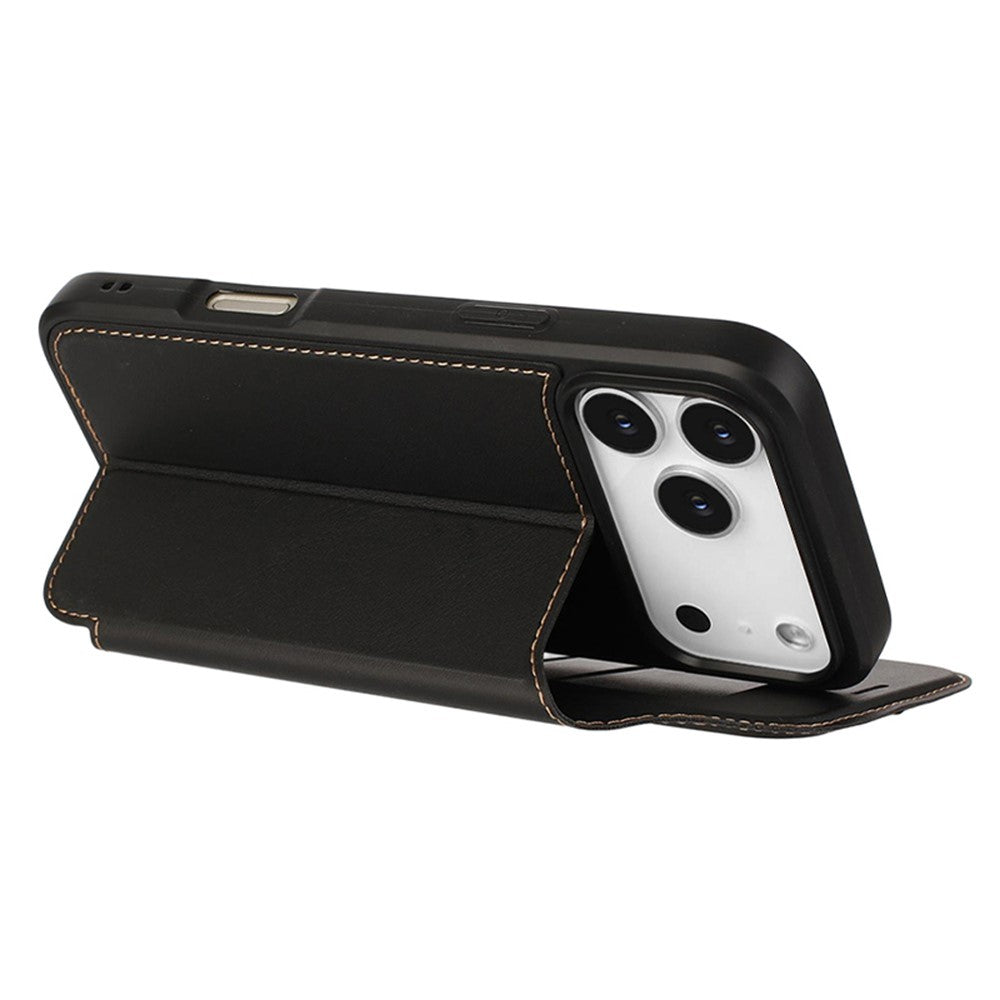 For iPhone 17 Pro Max Case Magnetic Closure Card Slot Leather Flip Phone Cover - Black