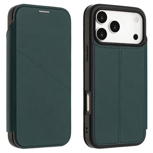 For iPhone 17 Pro Max Case Magnetic Closure Card Slot Leather Flip Phone Cover - Green