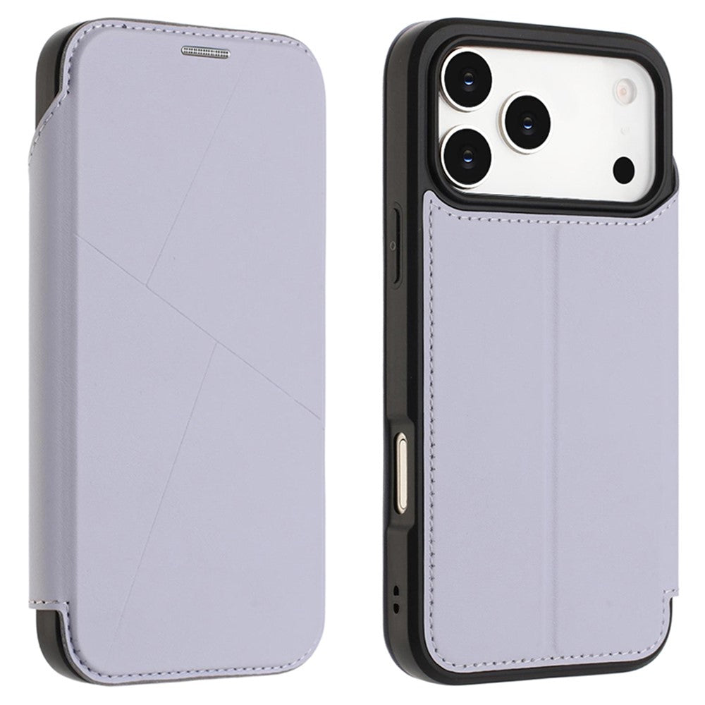 For iPhone 17 Pro Max Case Magnetic Closure Card Slot Leather Flip Phone Cover - Purple