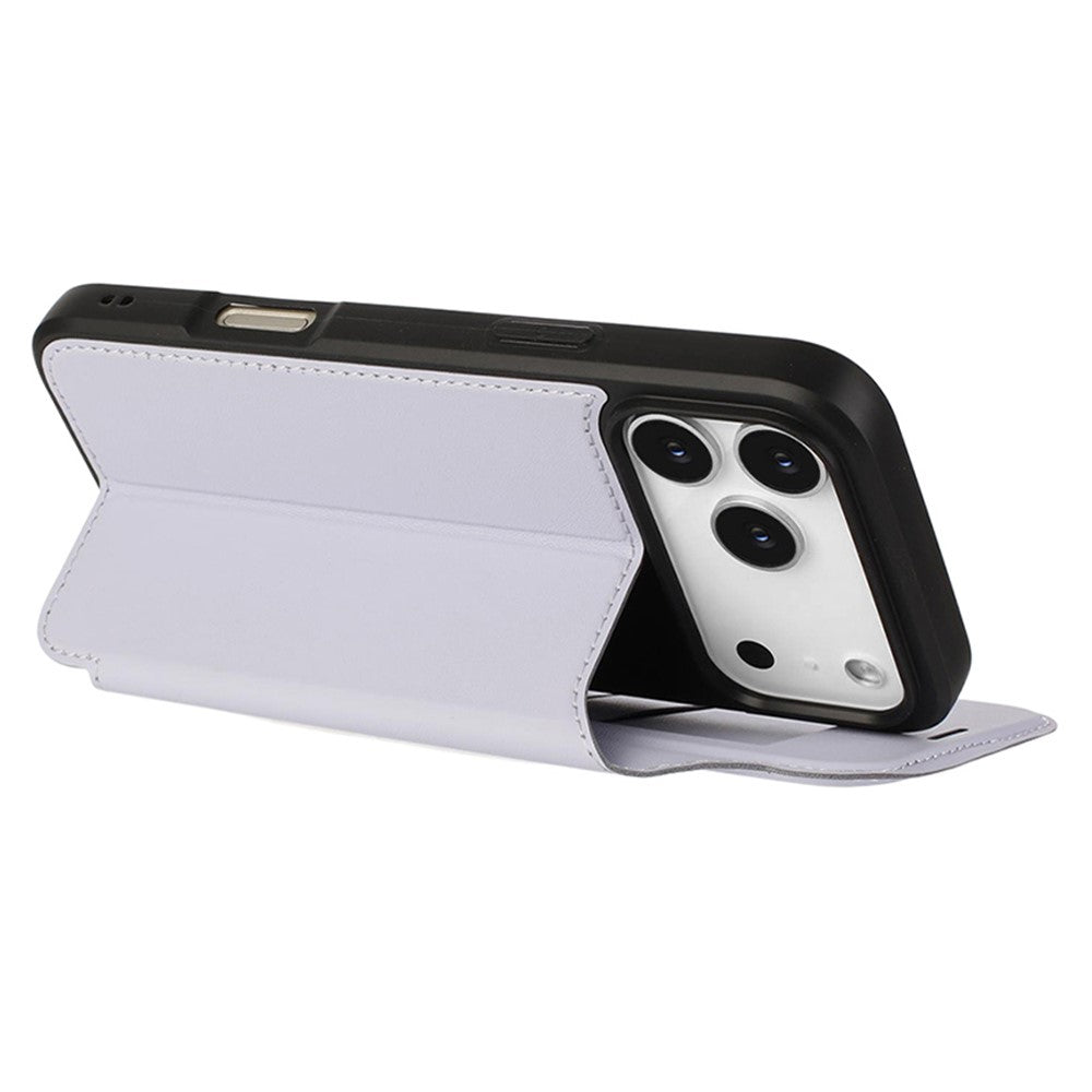 For iPhone 17 Pro Max Case Magnetic Closure Card Slot Leather Flip Phone Cover - Purple