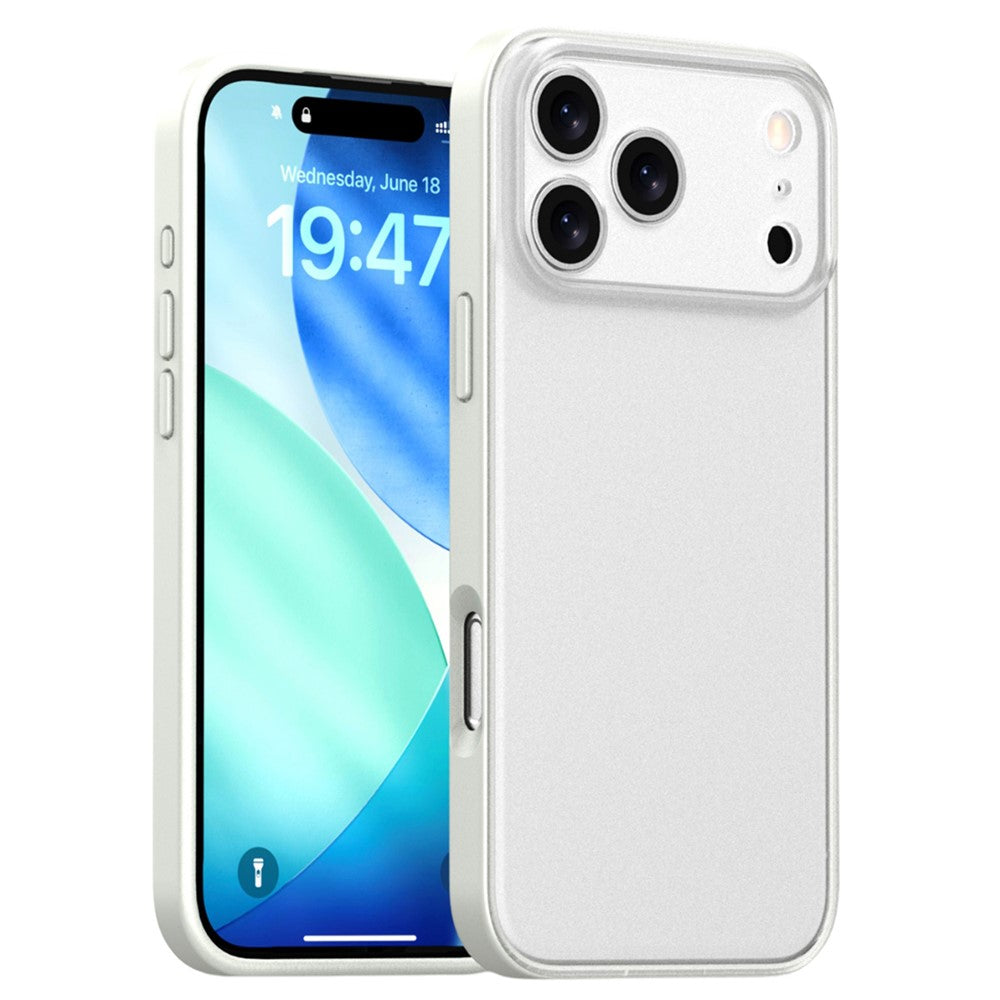 For iPhone 17 Pro Max Case Skin Feel Frosted PC + TPU Protective Phone Cover - White