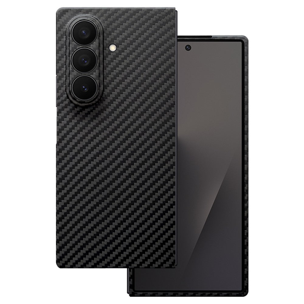 For Samsung Galaxy Z Fold7 5G Magnetic Case 1500D Coarse Texture Aramid Fiber Phone Cover Precision Cut-Out - Black